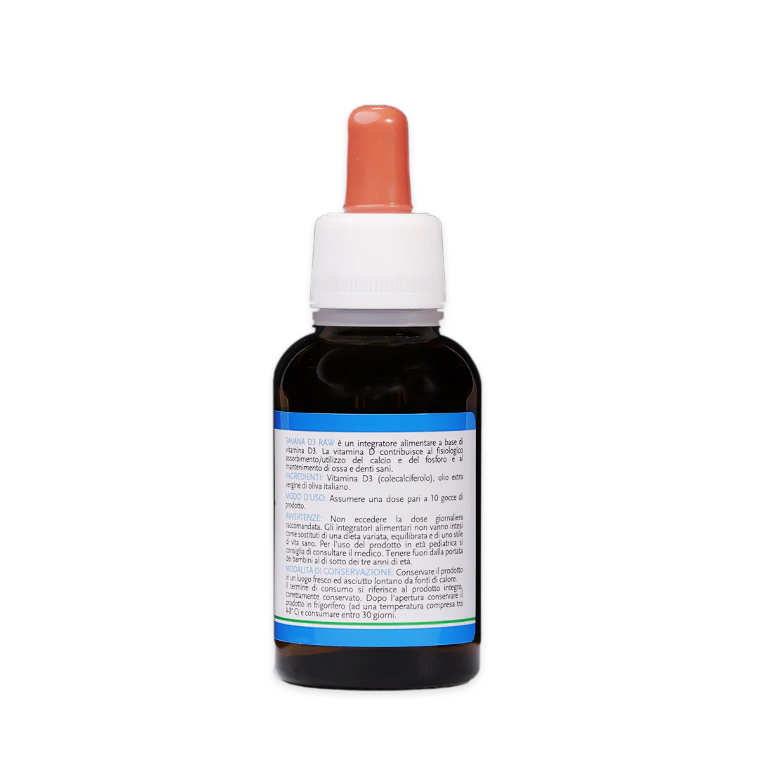 50% di Sconto SCADENZA A BREVE - Savana D3 Raw - VITAMINA D - 240.000 UI a flacone in Olio Extravergine di Oliva BIO - Image 3